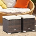 thumbnail image 1 of Costway Pouf de Patio en Rotin 2 Pcs Table d'Appoint Coffre de Rangement Repose-Pieds Blanc Cassé, 1 of 10