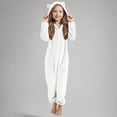 thumbnail image 2 of Pyjama d'Hiver pour Filles Combinaison à Capuche à Manches Longues pour Filles Pyjama Uni pour Chaleur Hivernale Décontractée Combinaison à Manches Longues, 2 of 6