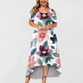 thumbnail image 5 of TopLLC Robes d'Été pour Femmes Grande Taille à Manches Courtes Robes Maxi à Fleurs Robe de Soirée à Épaules Dénudées avec Poches Robe Formelle Femme, 5 of 5