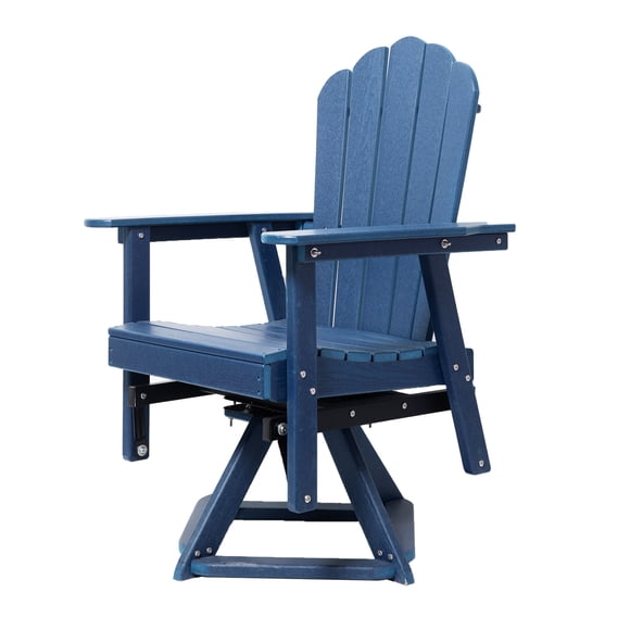 LAUSAINT HOME Chaise Adirondack Pivotante en HDPE, Fauteuil Berçant Pivotant à 360° pour Terrasse Extérieure, Chaise Bistro Toutes Saisons pour Porche, Cour Arrière, Balcon, au Bord de la Piscine, Bleu Marine