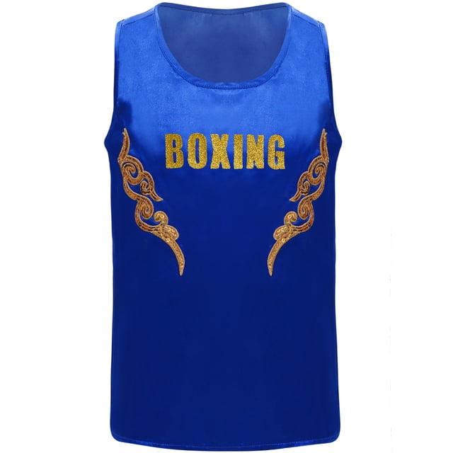 Yanarno Débardeurs de Boxe à Sequins pour Garçons Sans Manches Imprimé Lettres pour Course Bleu 10