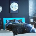 thumbnail image 3 of Unique Bargains Star Colored Sky Moon Night Duvet Cover Fuchsia Starry Pattern 4pcs, 3 of 10
