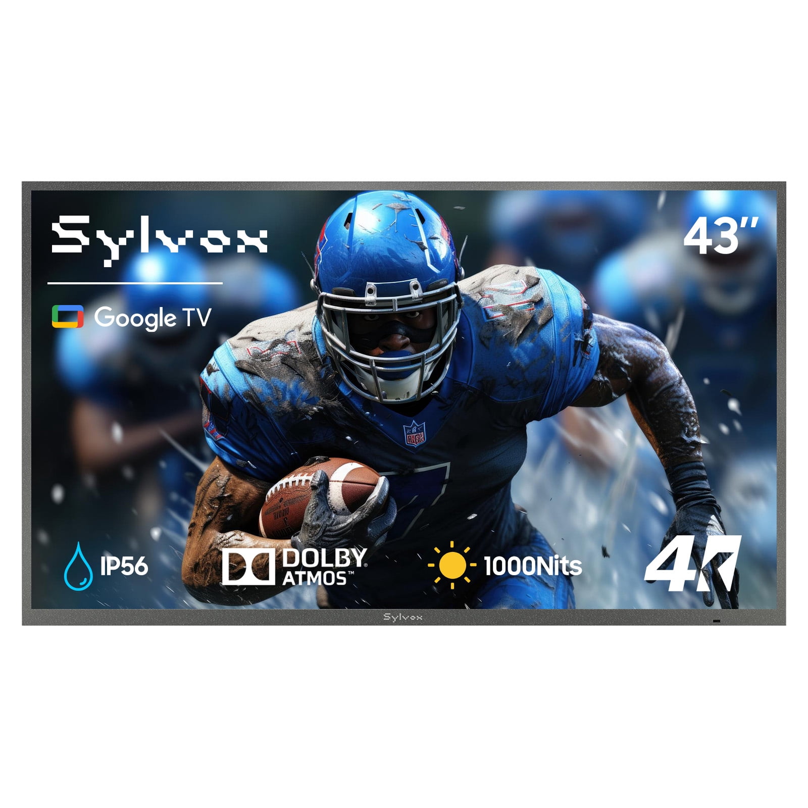 SYLVOX 43" Outdoor TV, IP56 Waterproof TV, 1000nits 4K UHD Google TV for Partial Sun, Dobly Atmos Google Assistant(Deck Pro 3.0 )