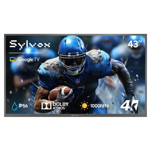 SYLVOX 43" Extérieur TV, IP56 imperméable TV, 1000nits 4K UHD Google TV pour Partial Sun, Dobliy Atmos Google Assistant(Deck Pro 3.0 )