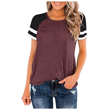 AherBiu Womens Workout T-Shirts Crew Neck Loose Fitting Tees Summer Casual Short Sleeve Tops Classic Basic Solid Tshirts