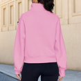 thumbnail image 4 of Stand Collar Fall Clothes Half Zip Women Solid Color Daily Outfit (Coffee XL), 4 of 6