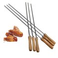 thumbnail image 2 of Brochettes Kebab BBQ en Acier Inoxydable avec Poignées en Bois, Bâtons de Brochettes Plats Réutilisables en Métal avec Pochette de Rangement, 6 Pcs, 2 of 6