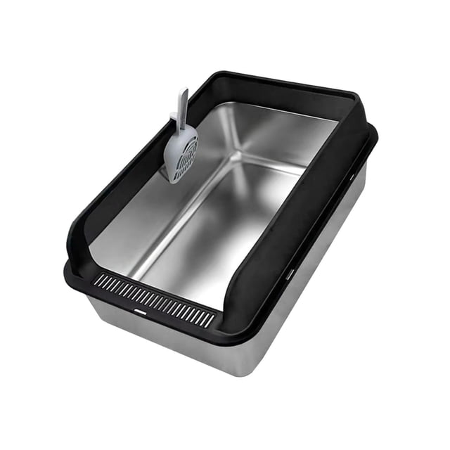 DOLITY Cat Litter Box Anti Splashing Sturdy Kitty Litter Pan for Kittens Kitty Cats Black