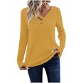 thumbnail image 1 of Womens Long Sleeve V Neck T Shirts 2025 Casual Basic Ribbed Knit Tops Lightweight Stretch Pullover Sweater Shirts, 1 of 5