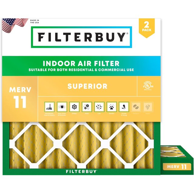 Filterbuy 19x19x2 Air Filter MERV 11 Allergen Defense, HVAC AC Furnace Air Filters Replacement (2-Pack)