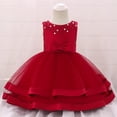thumbnail image 2 of Robes pour Tout-Petites Fille Robe Formelle pour Filles Robes Bordeaux pour Filles Robe de Concours Robes pour Filles Taille 12-18 Mois, 2 of 9