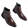thumbnail image 2 of LSLJS Man Solid Color Sharp Tip Leather Buckle Decoration Zipper Gaobang British Style Boots, Mens Boots, Gift for Men, 2 of 5