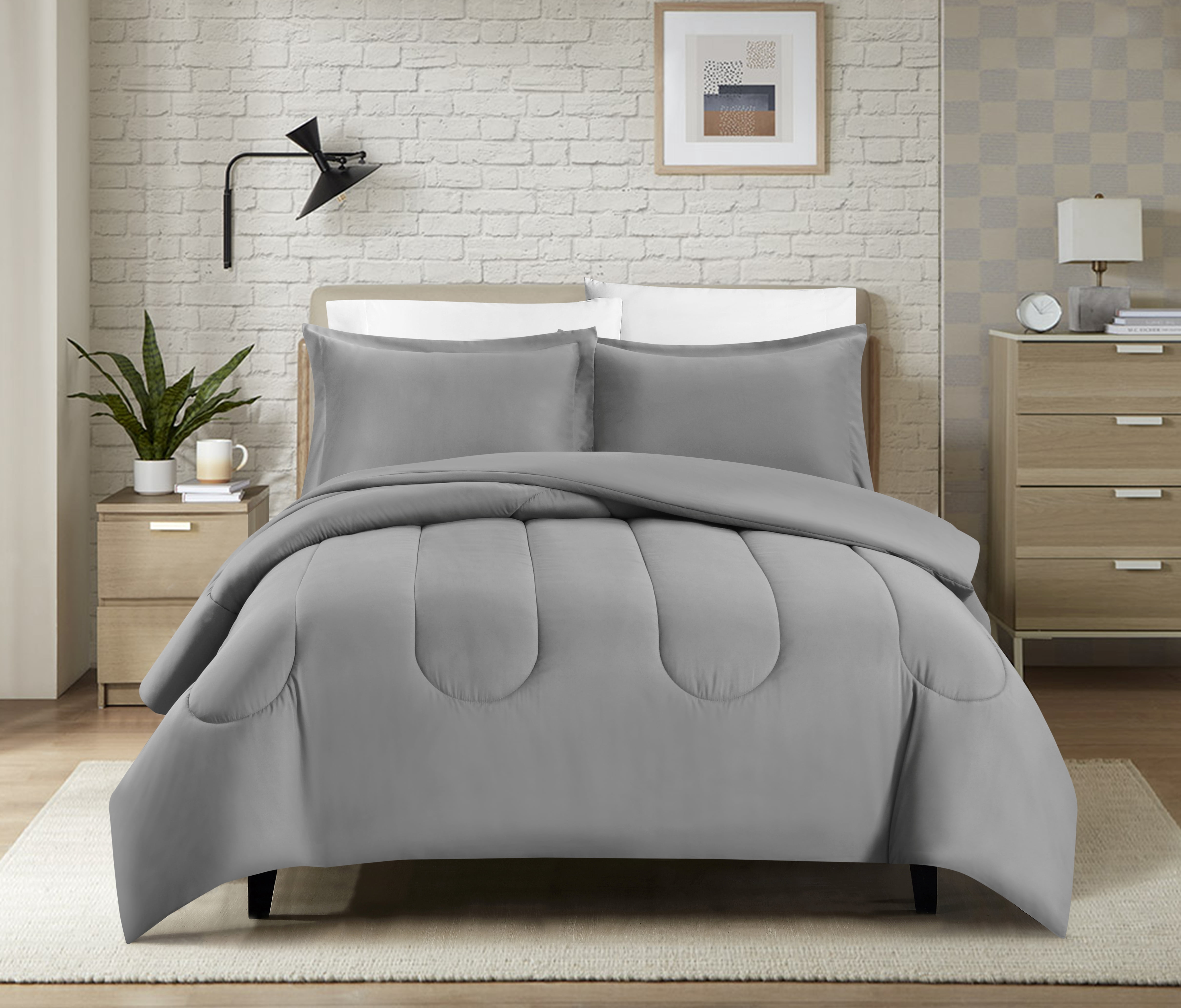Ensemble de literie complet de luxe Swift Home, toutes saisons, taille king, gris clair