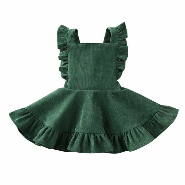 Robe en Velours Côtelé à Volants pour Fille 6M-5Y
