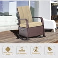 thumbnail image 3 of Outsunny Wicker Rocking Chair with Cushion Adjustable Footrest Khaki, 3 of 5