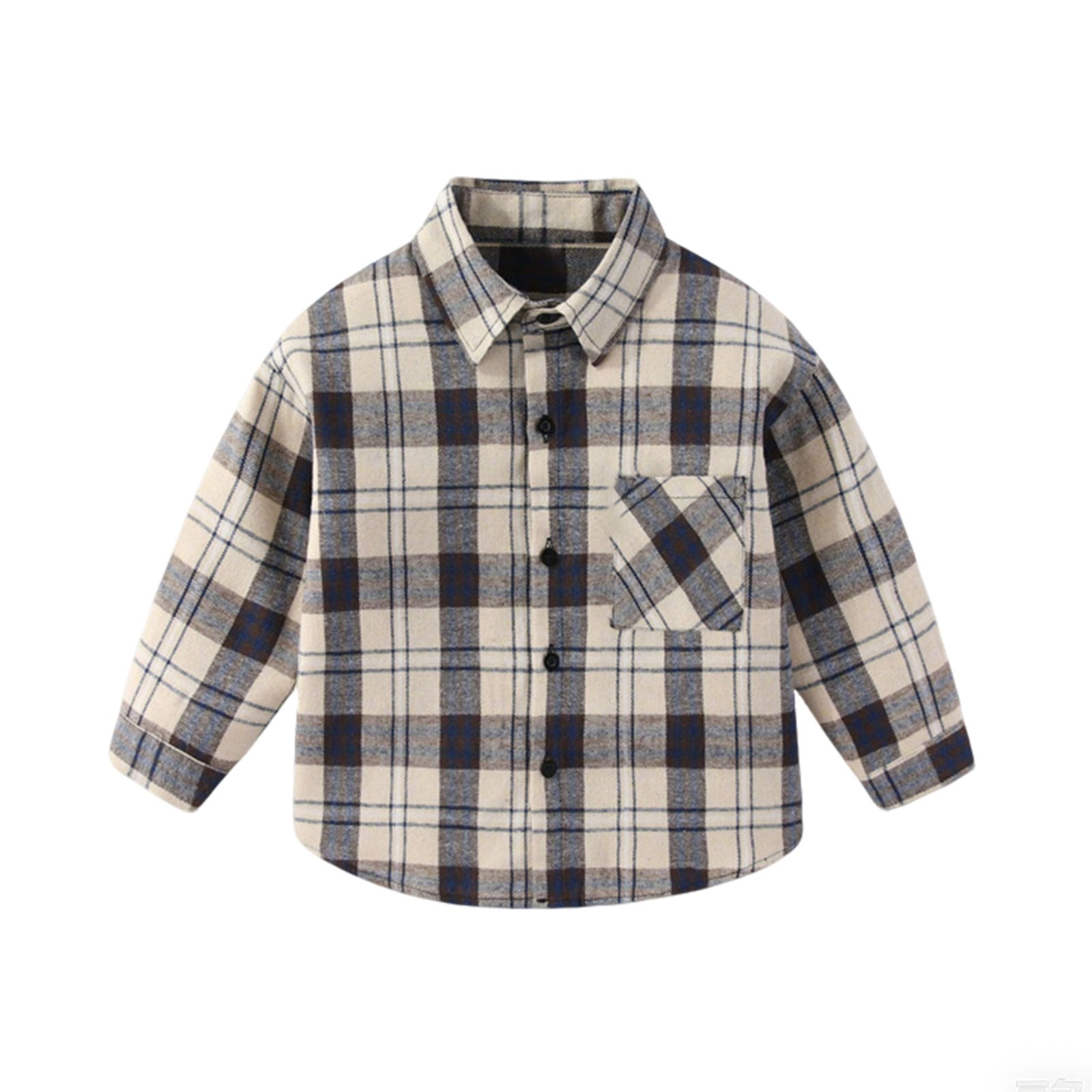 Tranfacy Plaid Button Up Shirts for Kids Long Sleeve Turndown Collar Fall Outerwear and Base Layer Purpose