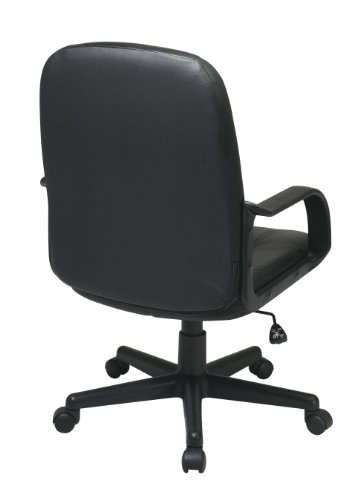 Office Star Mid Back Padded Seat and Back Eco Leather Adjustable Managers Office Chair, Black