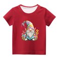 thumbnail image 1 of Penkiiy T-Shirts de Pâques pour Enfants Tout-Petits Garçons Filles Mode Mignon Imprimé Nain de Pâques Col Rond Imprimé Manches Courtes Haut 7 Ans Rouge, 1 of 4