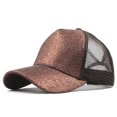 thumbnail image 1 of Ponytail Messy Buns Trucker Plain Baseball Visor Cap Unisex Glitter Hat, 1 of 4