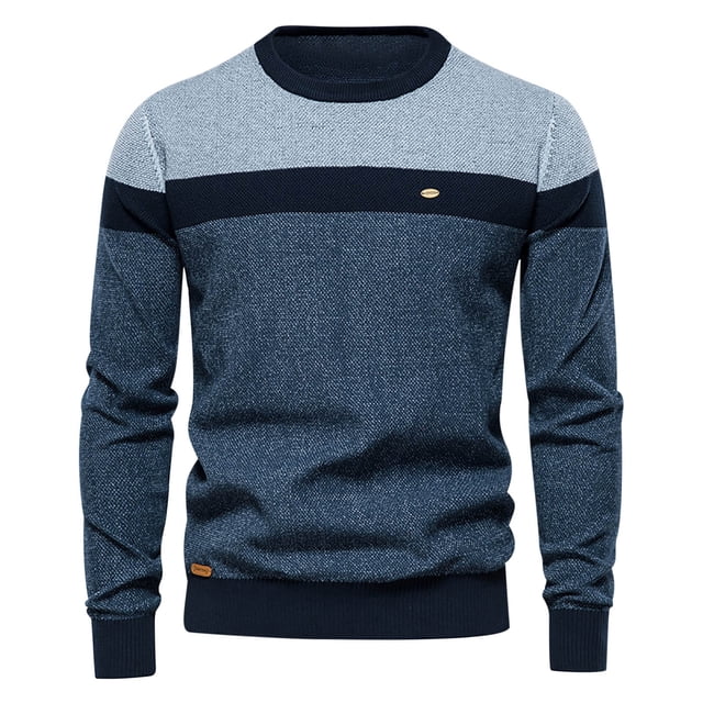 Qertyioot Men's & Big Men's Original Round Neck Sweater Soft Casual Sweaters for Men Classic Pullover Sweaters With Ribbing Edge