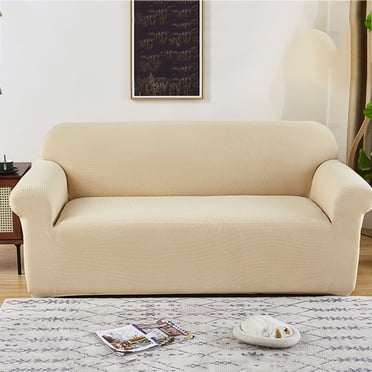 High Stretch Sofa Cover Modern Sofa Cover Jacquard Elastic Sofa Cover for Living Room Protector for Dogs Pets 2 seater, Beige