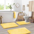 thumbnail image 1 of Set of 3 Clara Clark Bath Mat Bathroom Rug - Absorbent Memory Foam Bath Rugs - Non-Slip, Thick, Cozy Velvet Feel Microfiber Bathrug - Mellow Yellow - Large 20"x32" - Small 17"x24" - Contour 24"x20", 1 of 1