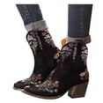 thumbnail image 3 of jsaierl Women Fashion Embroidered Cowboy Riding Boots Casual Warm Middle Heels Middle Tube Short Boots Shoes, 3 of 9