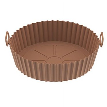 AGSYFFD 8.6'' Air Fryer Silicone Pan, Non-Stick Reusable Oven Accessories Round Tray, Fits 5-8 Quart or Larger (Brown)