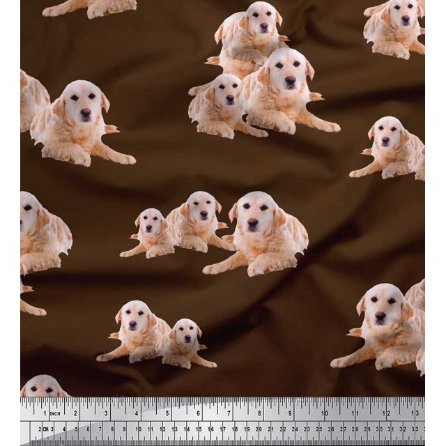 Soimoi Rayon Fabric Golden Retriever Dog Fabric Prints by Yard 42 Inch Wide