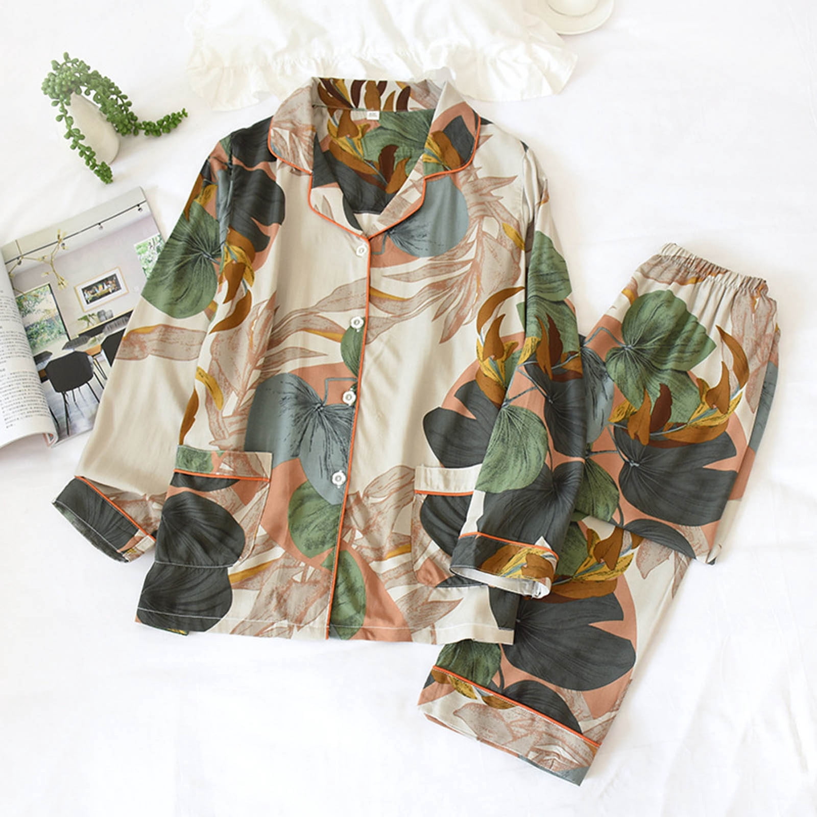TopLLC Pajama Sets Lounge Sets for Women ,Women'S Sleepwear 2 Women's Pajamas Sets Cotton Pyjama Women's Pajamas Sleepwear Sets Spring Summer Homewear Pajama Sets