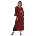 thumbnail image 1 of Moomaya Solid Rayon Kurta For Women bell Sleeve Drawstring Neck Long Ethnic Kurti, 1 of 7