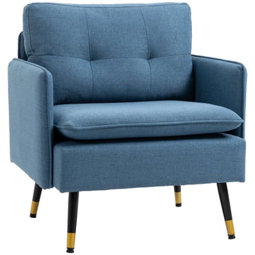 HOMCOM Fauteuil d'Appoint Moderne Mi‐siècle avec Grand Siège, Pattes en Acier