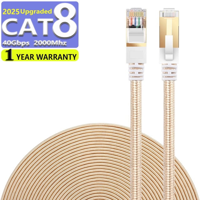 CAT8 Ethernet Cable 1m High Speed Nylon LAN Network Patch Cat8 Cable 40Gbps 2000Mhz SFTP LAN Wires RJ45