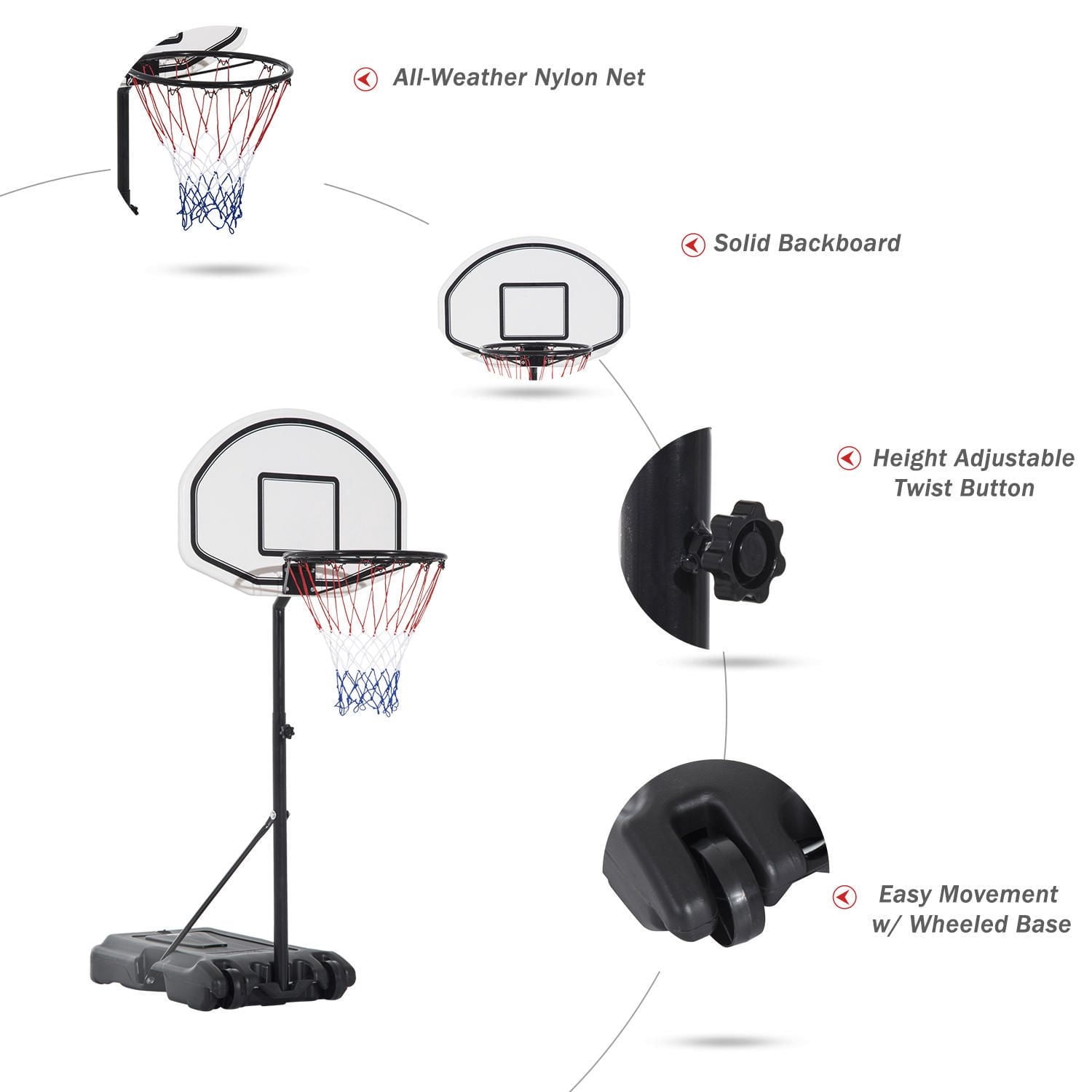 HomCom Poolside Hoop Stand with Wheels