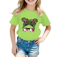thumbnail image 1 of LUOGENLI T-Shirt pour Filles Enfant Filles Mignon Imprimé Graphique Col Rond Manches Courtes Tee Été Décontracté Chemise Hauts Printemps Chemises pour Filles 2025 Vert Menthe 11-12 Ans, 1 of 5