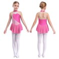 thumbnail image 3 of Oyolan Robe de Patinage Artistique Sans Manches à Paillettes en Maille Florale pour Filles Enfants Rose 16, 3 of 7
