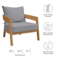 thumbnail image 3 of Modway Brisbane Fauteuil de Patio Extérieur en Bois de Teck, Gris Naturel, 3 of 8