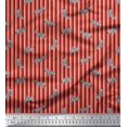 thumbnail image 1 of Soimoi Red Poly Georgette Fabric Stripe & Wild Animal Print Fabric by Yard 42 Inch Wide, 1 of 3
