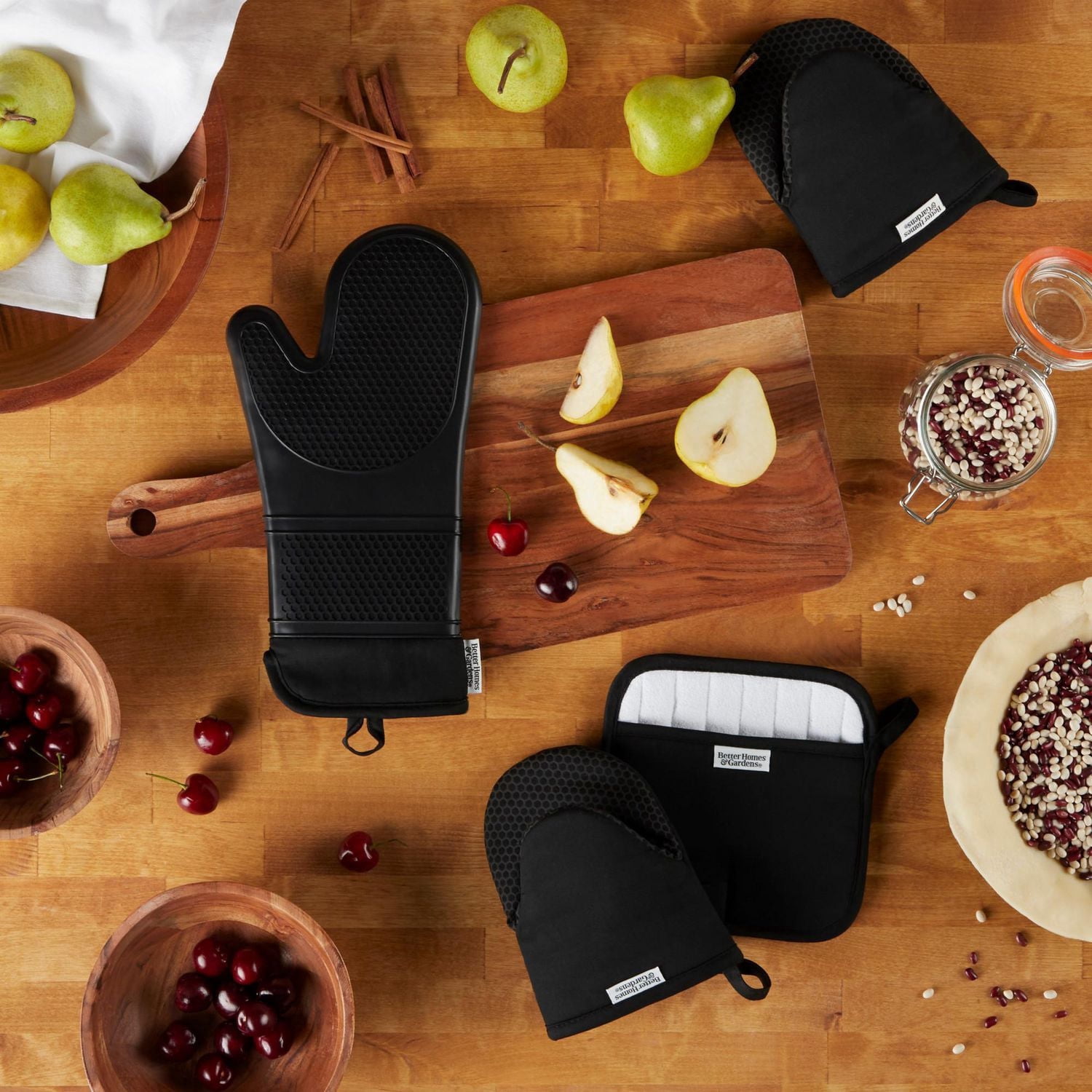 Better Homes & Garden Oven Mitt, Pot Holder, Mini Mitt Set, 4 Pieces
