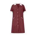 thumbnail image 4 of Tidyack,Discount Galore,Nurse Lapel Dress, Solid Color Work Dress, Pockets + Button Splicing, Midi Length, For Healthcare Staff, Professional Work Attire, Cotton Blend, Clean Cut, Daily Uniform, 4 of 6