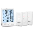 thumbnail image 1 of Geevon Indoor Outdoor Thermometer Wireless, Large LCD Display Digital Hygrometer Thermometer Temperature Humidity Monitor with 3 Remote Sensors and Backlight, Battery-Powered(White With Backlight), 1 of 10