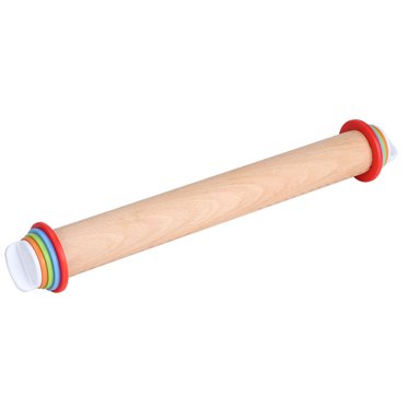 43cm Flexible Adjustable Beech Wood Rolling Pin With Scale, Non-Stick Dough Roller For Baking  Balls
