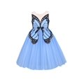 thumbnail image 1 of Robe Fille Bleu Papillon Broderie Tulle Fête Sans Manches Dos Nu 8 Ans, 1 of 6