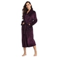 thumbnail image 4 of Womens Robes Plush Fleece Hooded Bathrobe Thick Nightgown with Pockets Sleepwear Deep Robe M, 4 of 8