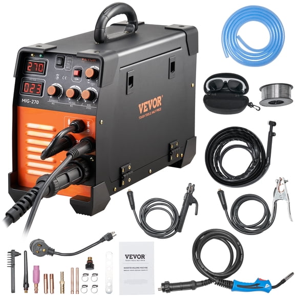VEVOR MIG Welder, 3 in 1 Welder Welding Machine, 270 Amp MIG TIG Arc Welder 110V 220V TIG Welder Lift ARC Welder Digital Display Combo Welding Machine MMA Stick IGBT DC Inverter Welder