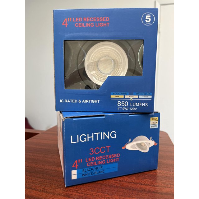 NTI Plafonnier Encastré à LED 4 Pouces 4000K 9W Noir
