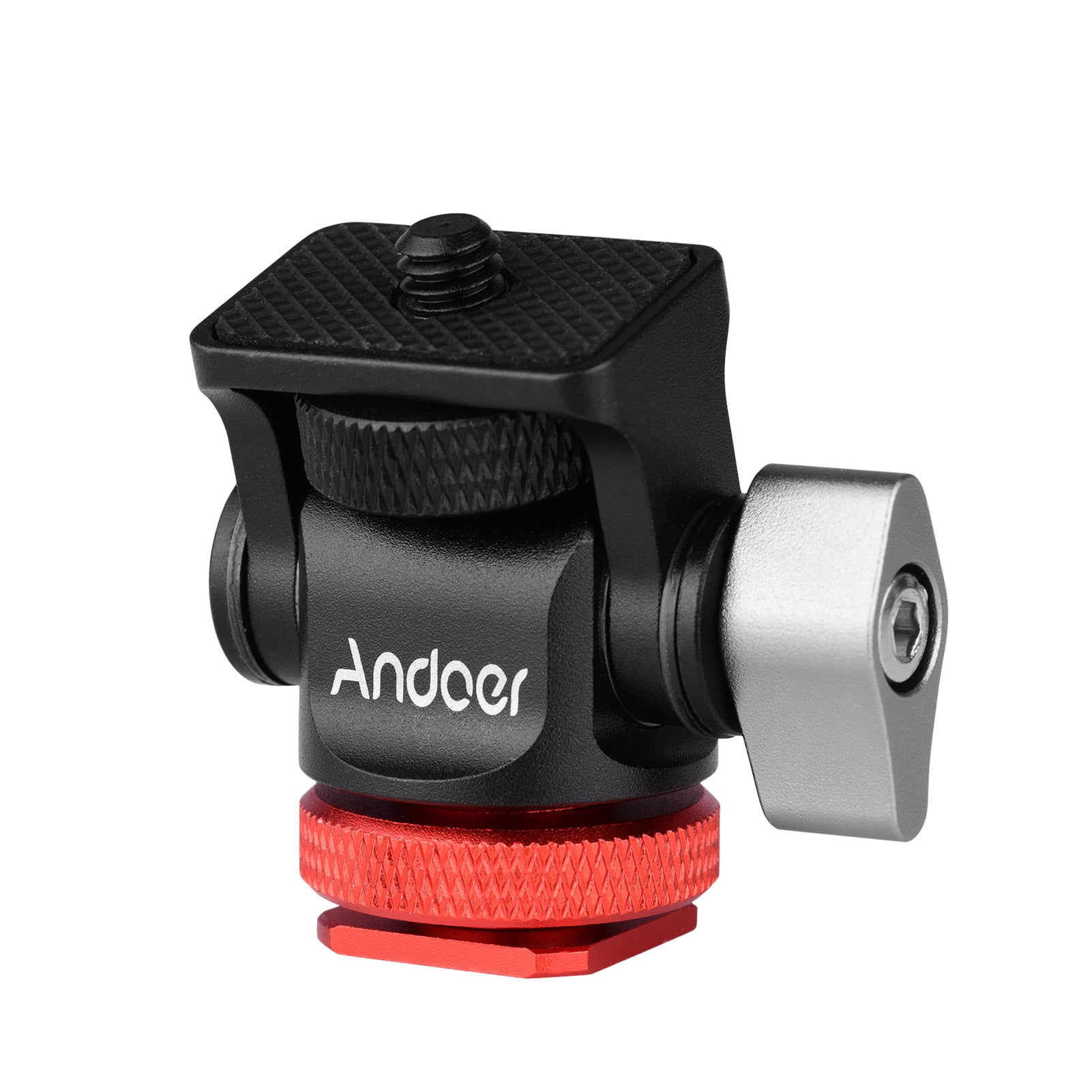 Andoer Mini Monitor Mount Tripod Head Cold Shoe Adapter Aluminum Alloy 1/4 Inch Screw for