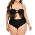thumbnail image 2 of Leutsin Women's Solid Color Charming High Waist Bikini Split Lace Ruffled Plus Size Swimsuit, 2 of 5