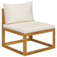thumbnail image 1 of vidaXL Sectional Middle Sofa & Cream White Cushion Solid Acacia Wood, 1 of 4