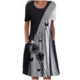 thumbnail image 1 of EQWLJWE Robes pour Femmes 2023 Élégantes Robes d'Été Décontractées pour Femmes Col Rond Manches Courtes Pliées avec Poche Robes Imprimées Robes pour Femmes Grande Taille, 1 of 5